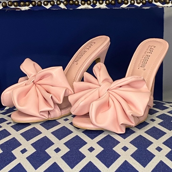 Pink big bow high heel mule sandals Cape Robbin Sz 10 - Picture 3 of 5